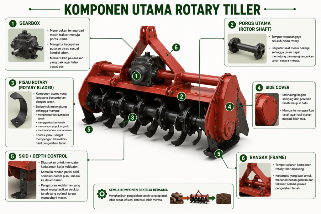 Komponen Utama Rotary Tiller