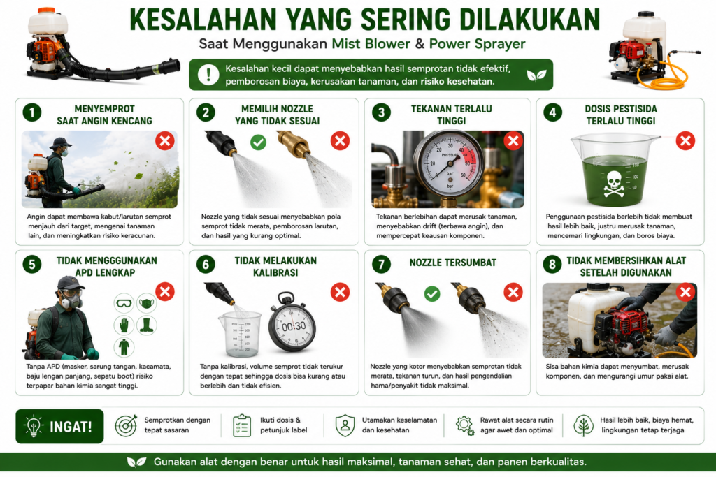 Kesalahan umum saat menggunakan mist blower dan power sprayer