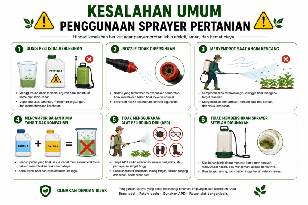 Kesalahan yang sering dilakukan saat menggunakan sprayer pertanian