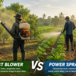 Mist blower vs power sprayer digunakan petani di lahan pertanian