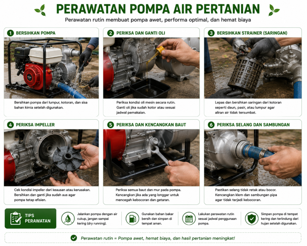 Perawatan rutin pompa air pertanian setelah digunakan