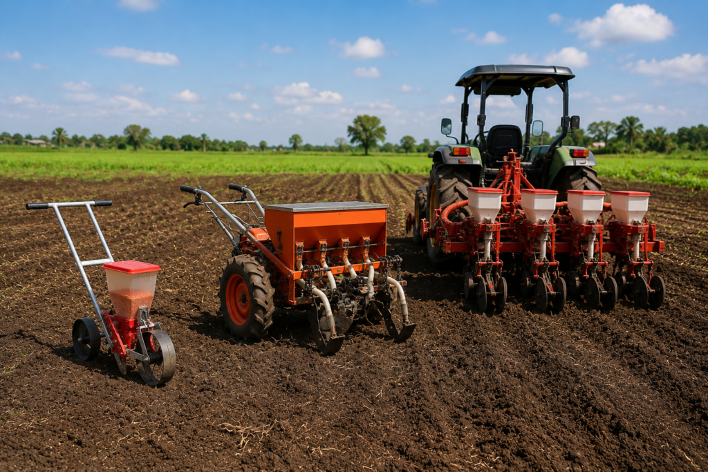 Perbandingan seeder manual, semi otomatis