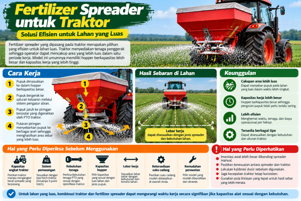 Fertilizer Spreader untuk Traktor